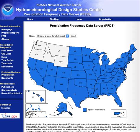 hydrometeorological prediction center|noaa precipitation frequency data server.